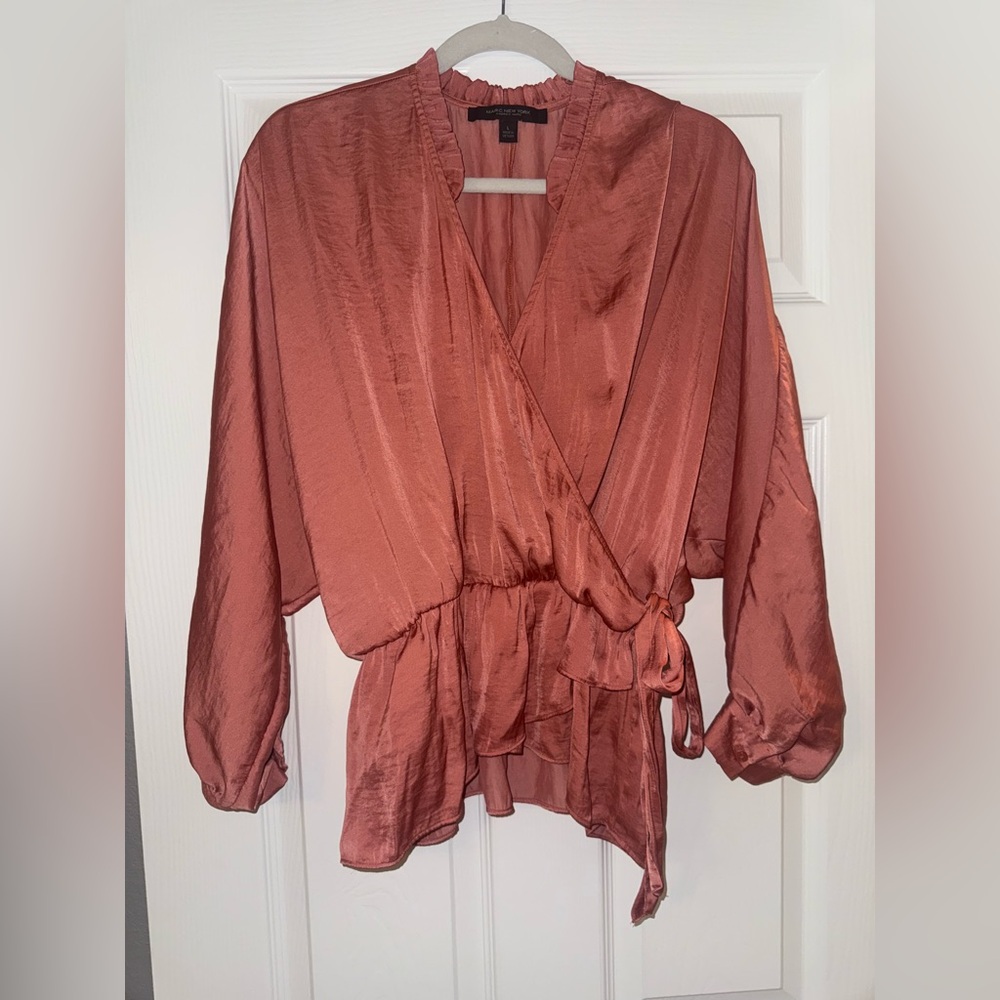 Silky Wrap Blouse in salmon
